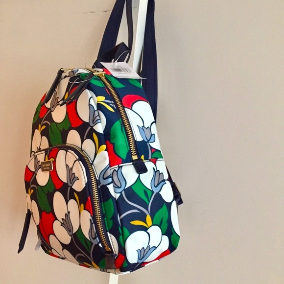 Kate Spade Medium Backpack Floral Blue/Multicolor - Picture 2 of 4
